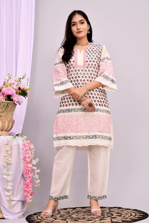 Kurti and pent cotton  uploaded by JFP Jaipur on 6/14/2023