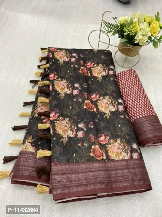 Beautiful linen saree  uploaded by MN Creation on 6/14/2023
