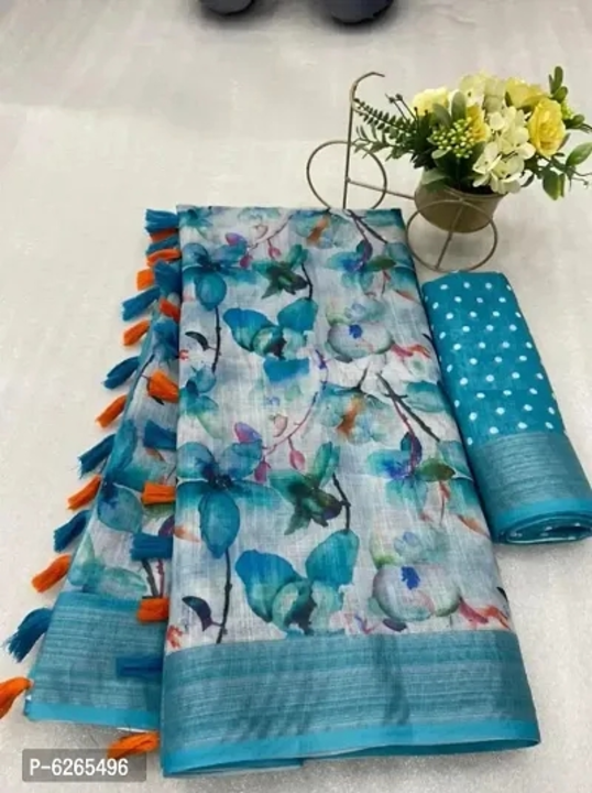 Beautiful linen saree  uploaded by MN Creation on 6/14/2023