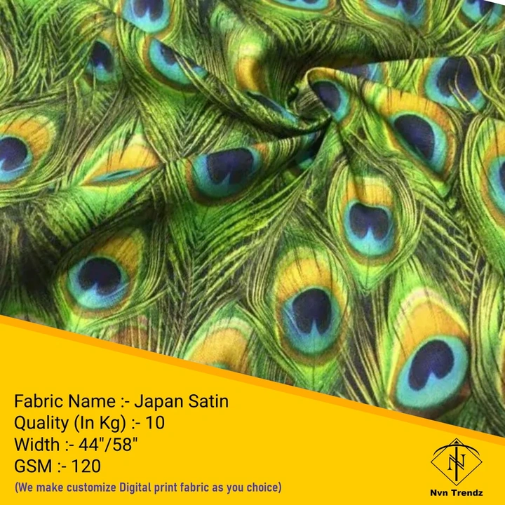 Japan satin Digital Printed fabric  uploaded by Nvn trendz on 6/14/2023