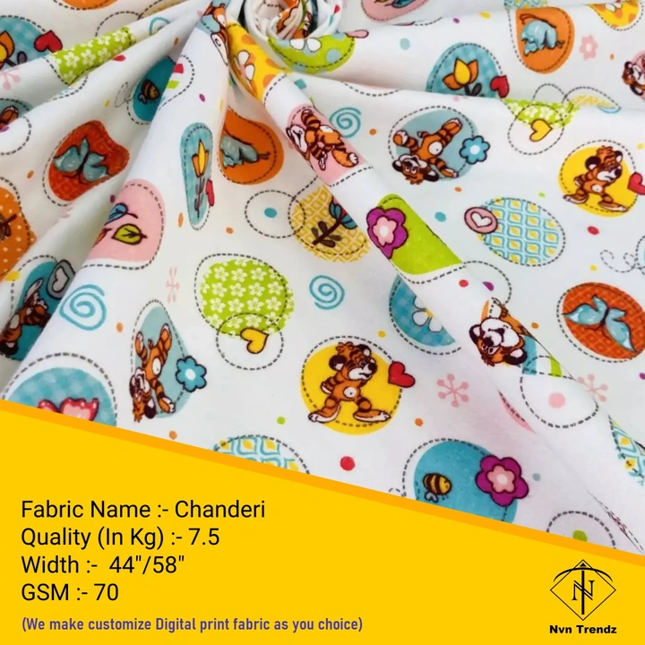 Chanderi Digital Printed fabric  uploaded by Nvn trendz on 6/14/2023
