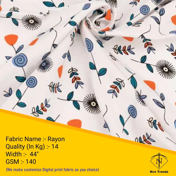 Rayon digital printed fabric  uploaded by Nvn trendz on 6/14/2023