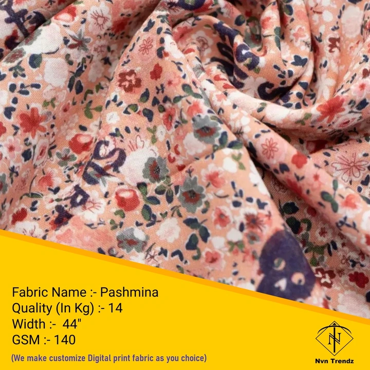 Pashmina Digital printed fabric  uploaded by Nvn trendz on 6/14/2023