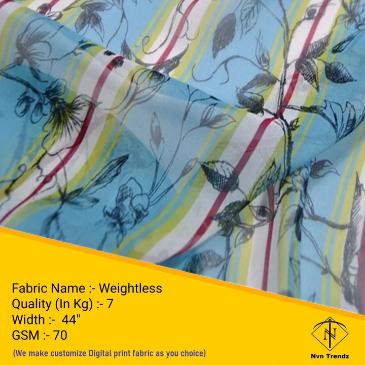 Weightless Digital Printed fabric  uploaded by Nvn trendz on 6/14/2023
