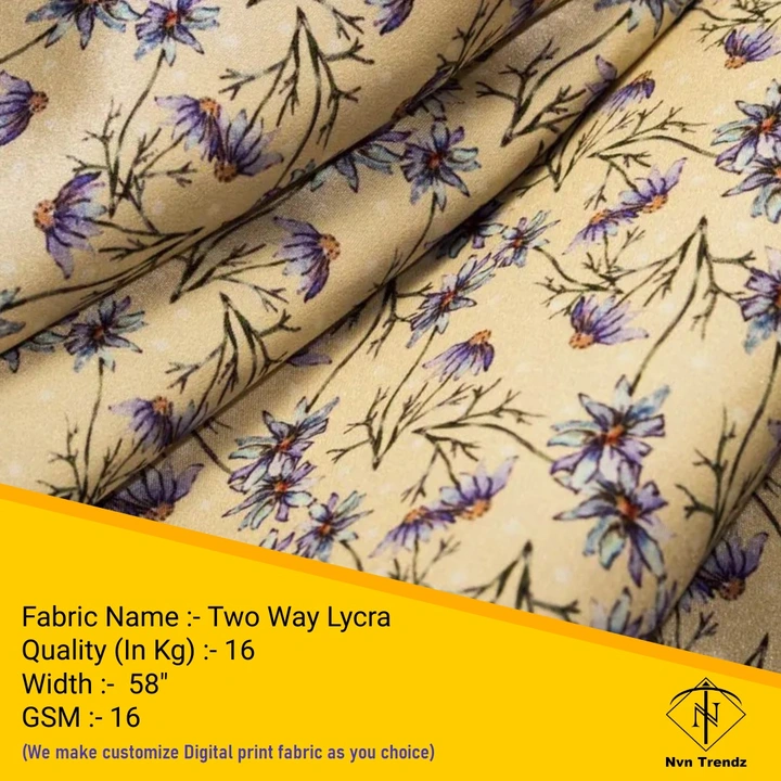 Two way lycra Digital printed fabric  uploaded by Nvn trendz on 6/14/2023