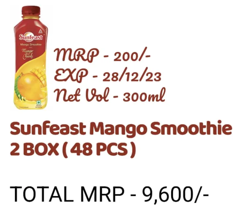 Sunfeast Mango Smoothie  uploaded by Chairana on 5/6/2024