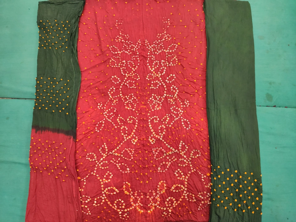 Cotton Silk White Yellow Bandhej Bandhani Dress Materials  uploaded by Meera The Bandhani Ghar on 6/14/2023