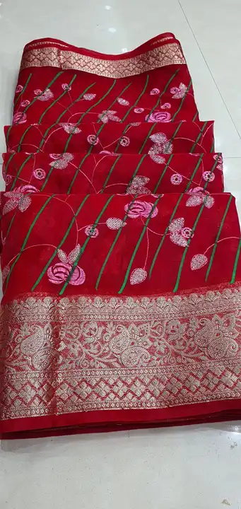 🥰🥰Original product🥰🥰


👉👉pure orgenza lahiray saree  with beautiful mx zari palu and bodar 💃 uploaded by Gotapatti manufacturer on 6/15/2023
