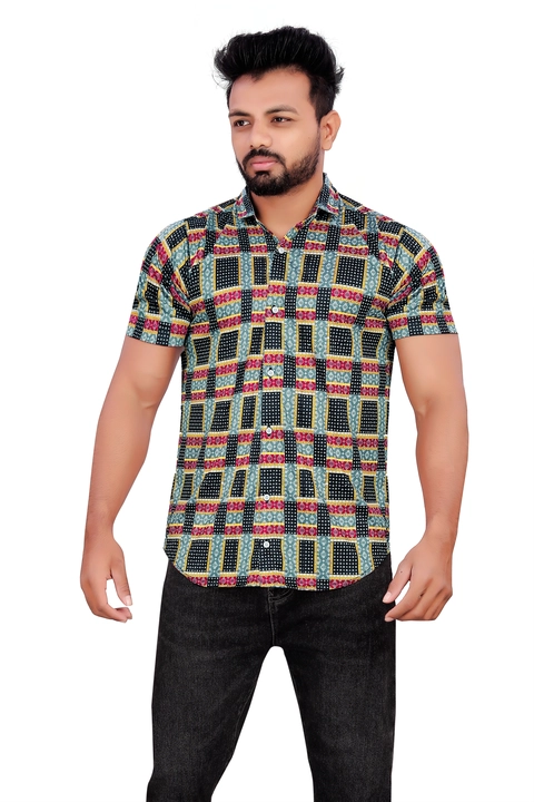 Men's lycra degital printed half sleeve shirt  uploaded by M G Genius on 6/15/2023