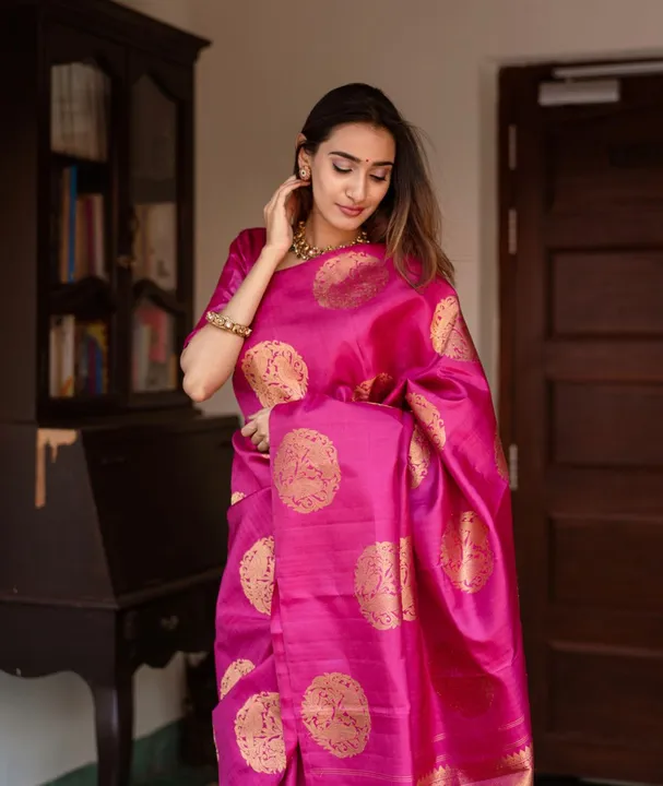 Rich pallu with allovar golden zari weaving design saree  uploaded by business on 6/15/2023