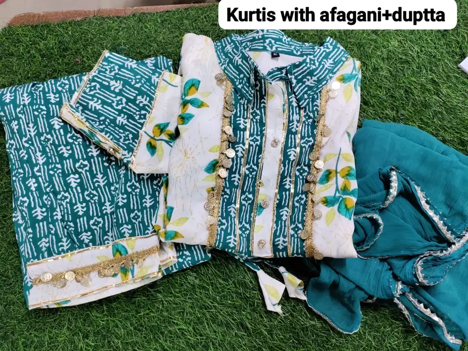 Kurtis cut with afagani shipon dupatta 3pcs sut 💯


*Beautiful Kurtis full flair kurti with beautif uploaded by JAIPURI FASHION HUB on 6/15/2023