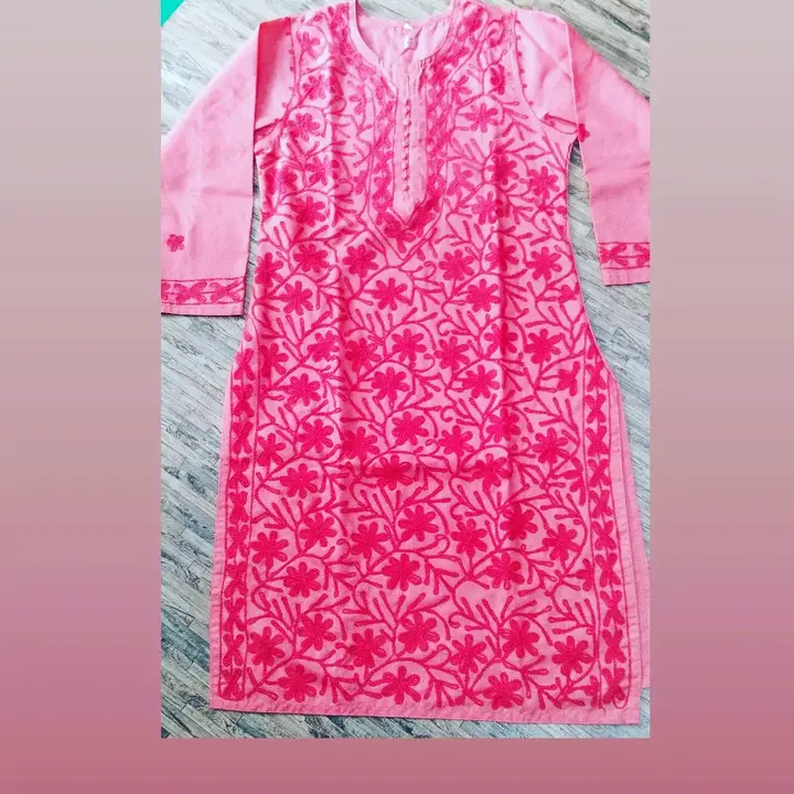 Lucknowi chikankari work size length 42 ( 38 to 48) fabric cotton 5 colour available  uploaded by business on 6/15/2023