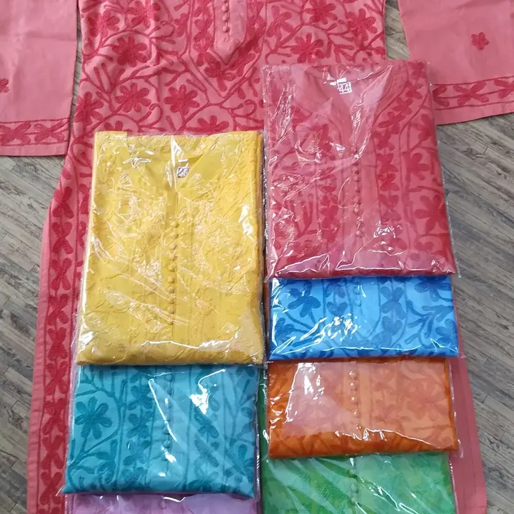 Lucknowi chikankari work size length 42 ( 38 to 48) fabric cotton 5 colour available  uploaded by Z.m Lucknowi chikan arts on 6/15/2023