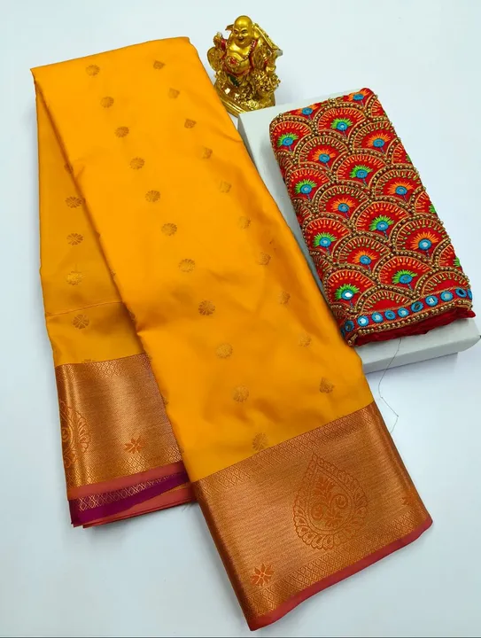Pattu sarees with aari work blouse piece  uploaded by SS fashion world on 6/15/2023