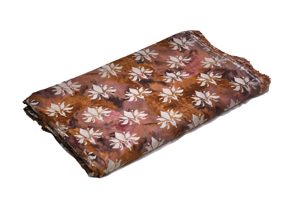 Floral printed Brown Muslin/ Chanderi Fabric Material  uploaded by Studio Lcx Fashion Pvt. Ltd. on 6/15/2023