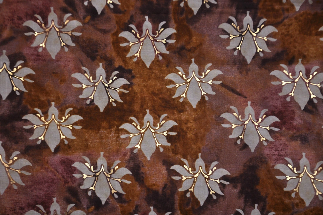 Floral printed Brown Muslin/ Chanderi Fabric Material  uploaded by Studio Lcx Fashion Pvt. Ltd. on 6/15/2023