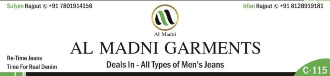 Visiting card store images of Al Madni Garments