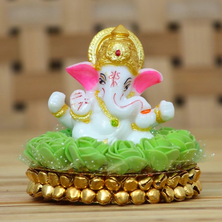 🥳🥳🙏🏻🙏🏻Lord Ganesha Idol on Decorative Handcrafted Plate with Green Flowers
 uploaded by Home decor on 6/15/2023
