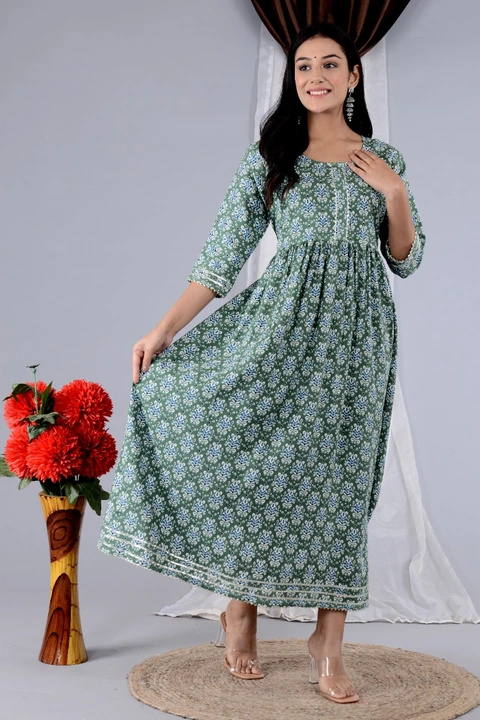 Rayon long flair kurti with beautiful gota work  uploaded by Sj fashion on 6/15/2023