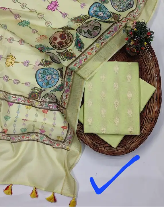 Banarasi Pure cotton silk top with Digital print dupatta uploaded by Banarasi Weavers on 6/15/2023