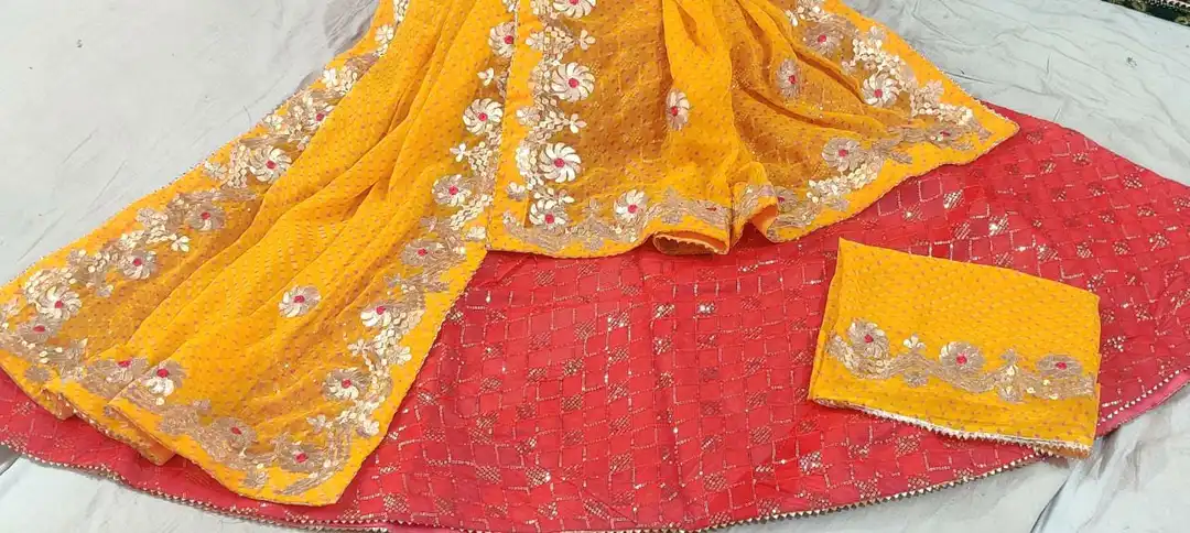Jorjat lehnga+duptta full sathich sikvence and gota pati work  uploaded by Narayan and sons jaipur rajasthan india on 6/15/2023