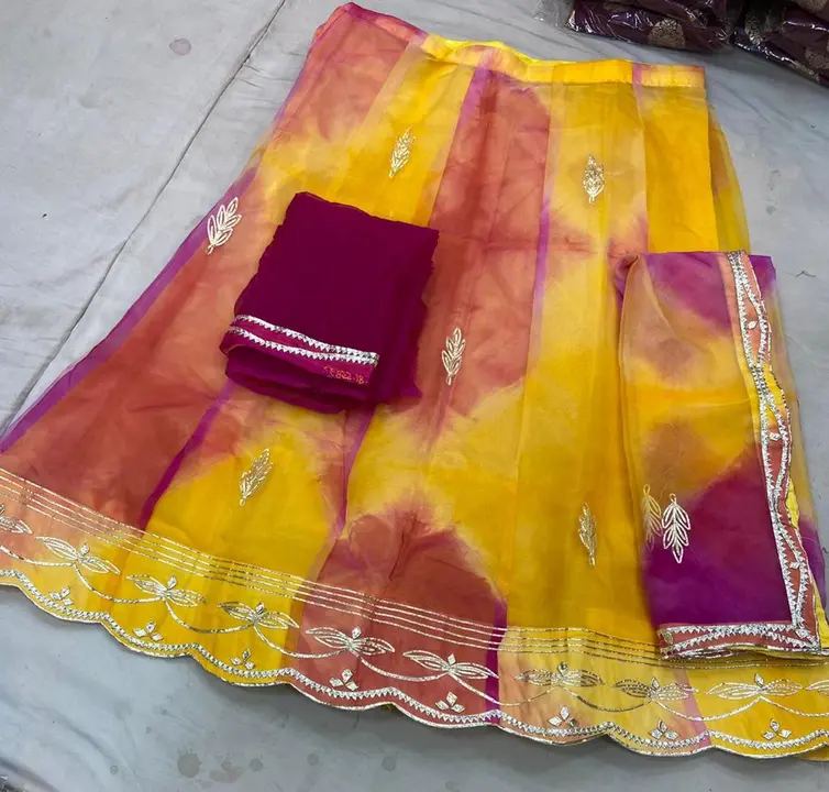 Organja fabric lehnga cut work  uploaded by Narayan and sons jaipur rajasthan india on 6/15/2023