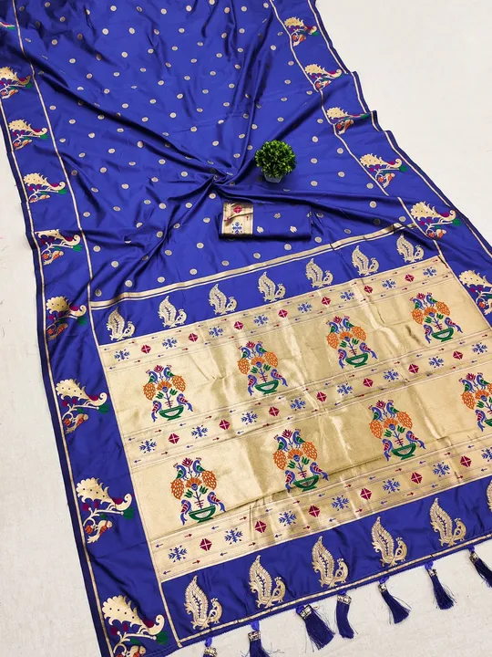Art Silk Zari Weaving Saree with Beautiful Motifs and Peacock Border Desing Saree uploaded by DHANANJAY CREATIONS on 6/15/2023