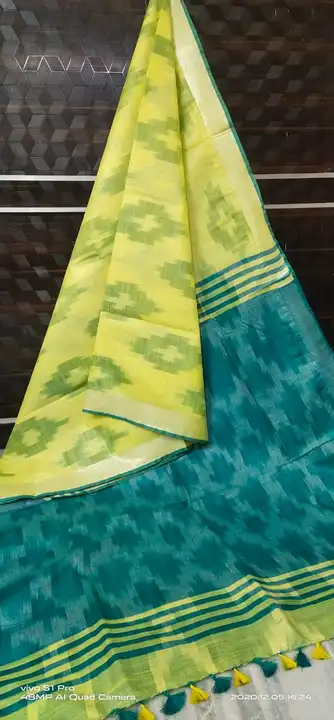 Cotton Ikkat Weaving Design Saree With Beautiful Running Blouse  uploaded by Kiran Textile on 6/15/2023
