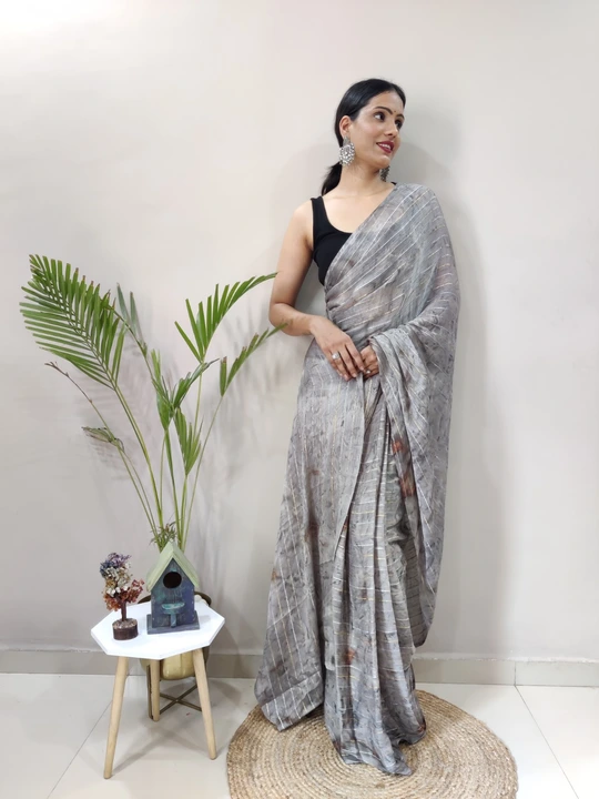 Beautiful chiffon premium quality nylon shibori print ready to wear saree  uploaded by Teeya Creation on 6/15/2023