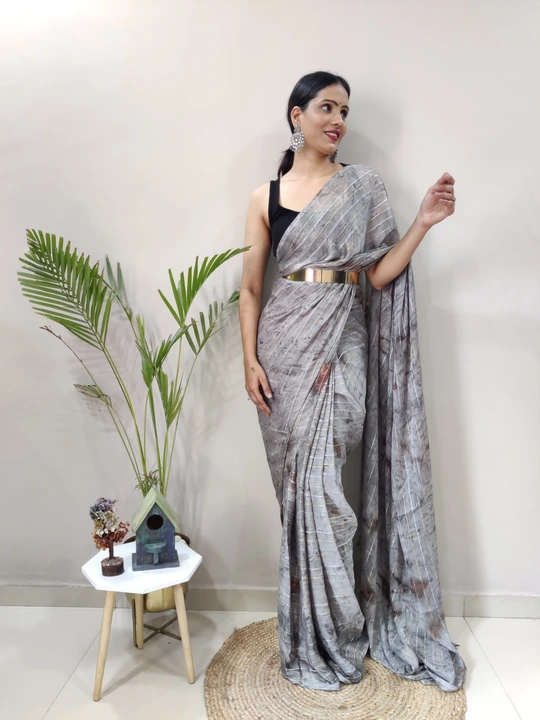 Beautiful chiffon premium quality nylon shibori print ready to wear saree  uploaded by Teeya Creation on 6/15/2023