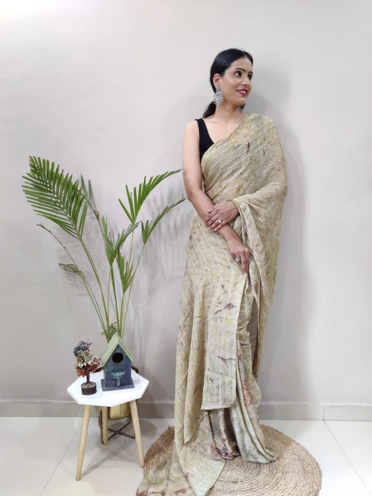 Premium quality nylon chiffon saree with shibori print ready to wear saree  uploaded by Teeya Creation on 6/15/2023