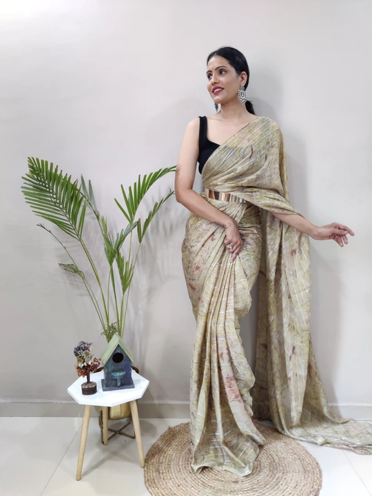 Premium quality nylon chiffon saree with shibori print ready to wear saree  uploaded by Teeya Creation on 6/15/2023