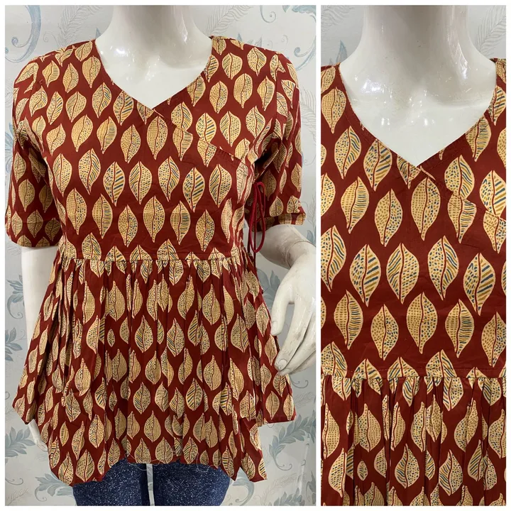 Pure cotton short tops with angrkha pattern uploaded by Radhe international on 6/15/2023
