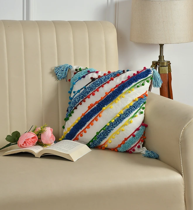 Wisdom Decor multi fringe cushion cover with tassels uploaded by business on 6/15/2023
