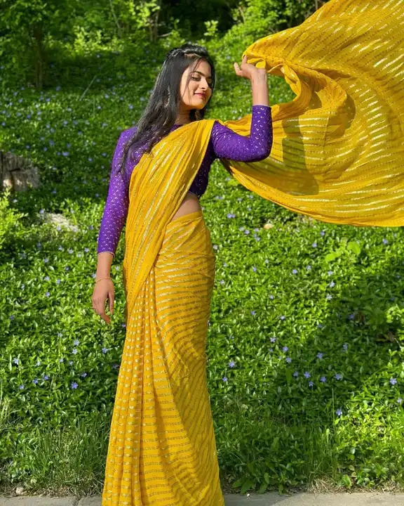Exclusive heavy viscose georgette pure saree with chain kaltli pattern uploaded by Miss Lifestyle on 6/15/2023