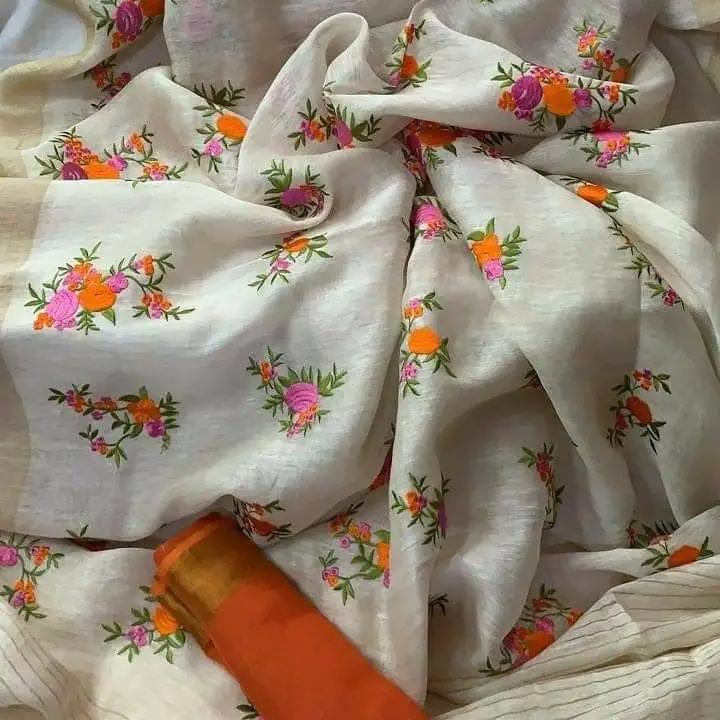 Silk linen saree uploaded by WeaveMe India on 6/15/2023