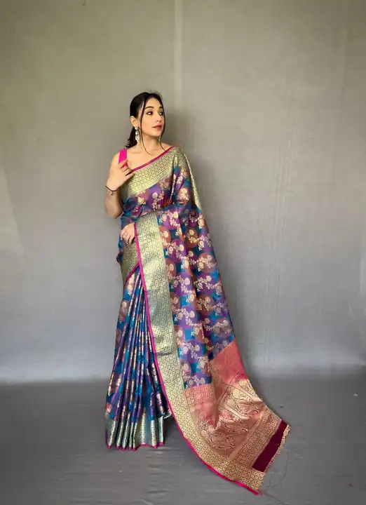 FIRST TIME EVER PURE TISSUE SILK SAREE WITH GOLD ZARI AND DARK MULTI-COLORED WEAVING COMBINATION  uploaded by Miss Lifestyle on 6/15/2023