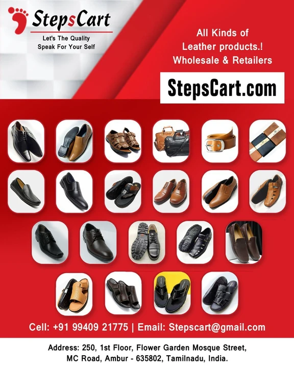 Visiting card store images of Stepscart Geniune Leathers Goods Products
