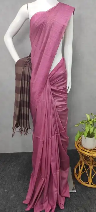 Pure Bhagalpuri Baswara soft Silk saree with strips pallu uploaded by Kiran Textile on 6/15/2023