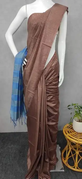 Pure Bhagalpuri Baswara soft Silk saree with strips pallu uploaded by Kiran Textile on 6/15/2023