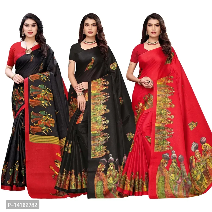 Printed art silk saree with blouse piece  -no gst ,no shipment charges  uploaded by Omasmmart on 6/16/2023