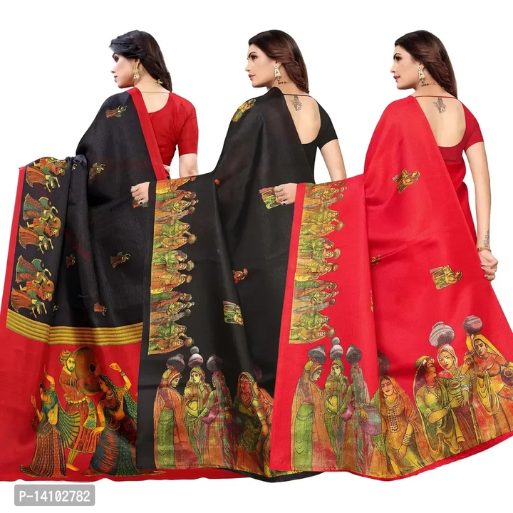 Printed art silk saree with blouse piece  -no gst ,no shipment charges  uploaded by Omasmmart on 6/16/2023