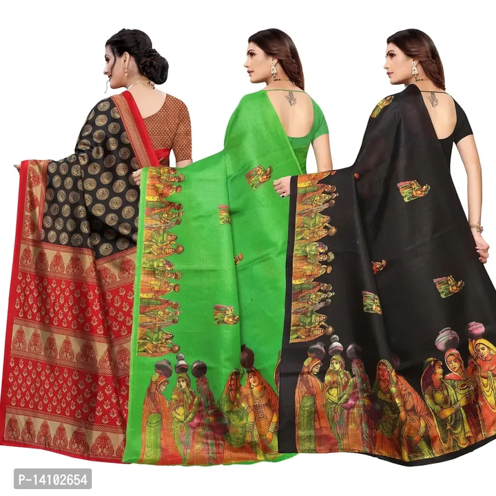 Printed art silk saree with blouse piece  -no gst ,no shipment charges  uploaded by Omasmmart on 6/16/2023