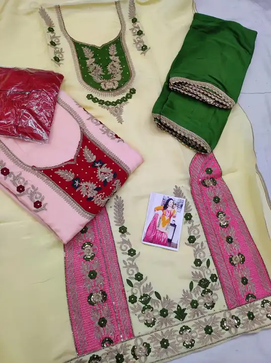Upada silk suit with chinon dupatta  uploaded by Manish sales on 6/16/2023