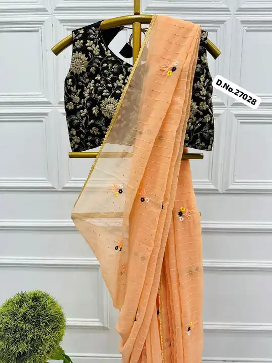 *🥻WE ARE LAUNCHING NEW SUPERHIT PITCH COLOR SEQUINS EMBROIDERED WORK SAREE WITH FULL WORK BLOUSE🥻* uploaded by Maa Arbuda saree on 6/16/2023