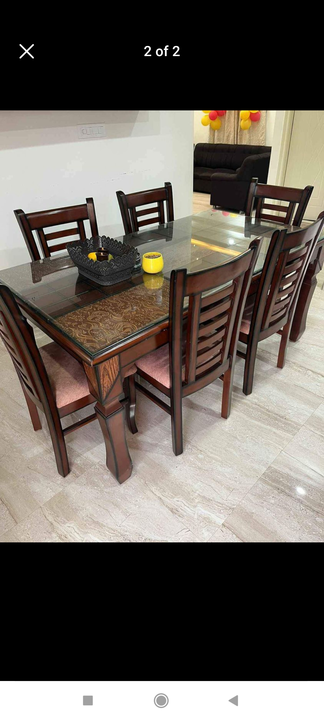 6 seater dining table with glass uploaded by Aiman furniture handicrafts work on 6/16/2023