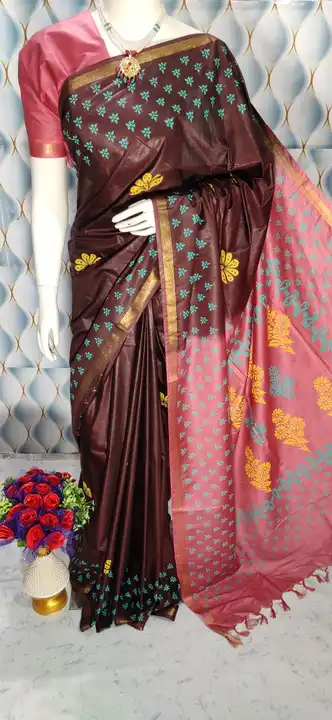 Katan Soft Silk Saree With Beautiful Hand Block Print Design  uploaded by Kiran Textile on 6/16/2023
