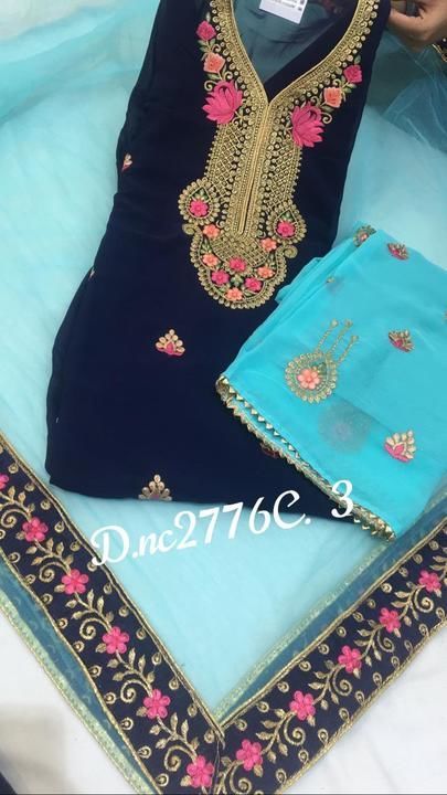 Georget embroidery suits simi stitched shirts With embroidery georgette ready made plazzo Pr. 1400+$ uploaded by Fashion all collection Punjab  on 3/14/2021