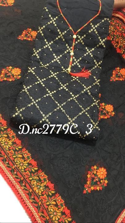  
Without NC tag d’nt accept suits Chanderi shrit embroidery Embroidery dupatta Price 1200+$ uploaded by business on 3/14/2021