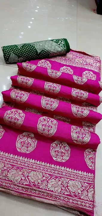 Pure dola silk saree uploaded by Narayan and sons jaipur rajasthan india on 6/16/2023